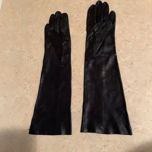 black long leather gloves
